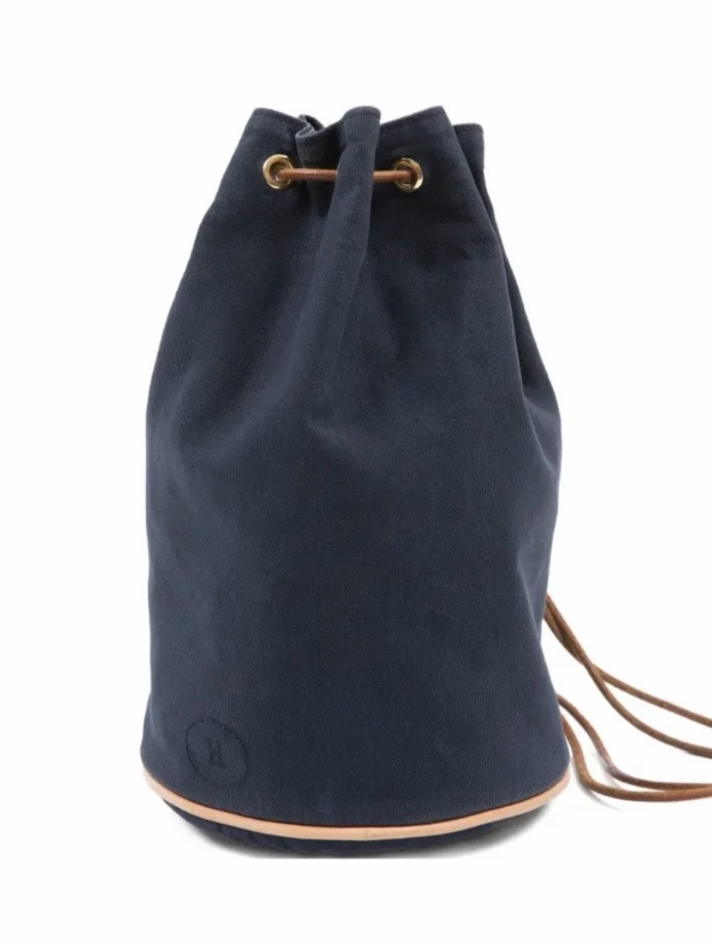 Hermes Navy Blue Backpack with Tan Trim